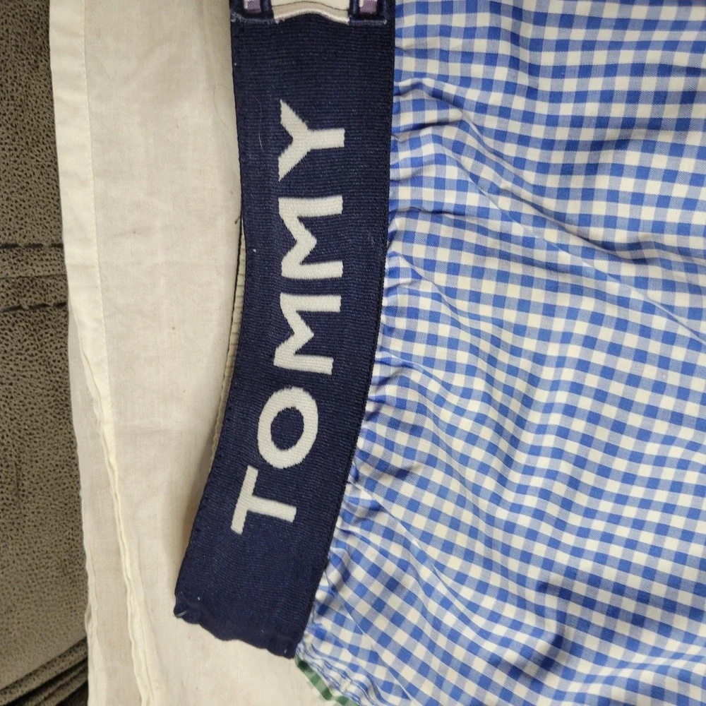 Tommy Hilfiger Mens Multi Color Gingham swim Trunks Logo Waistband